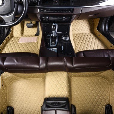 Cheapest Beige Luxury Leather Diamond Car Floor Mats