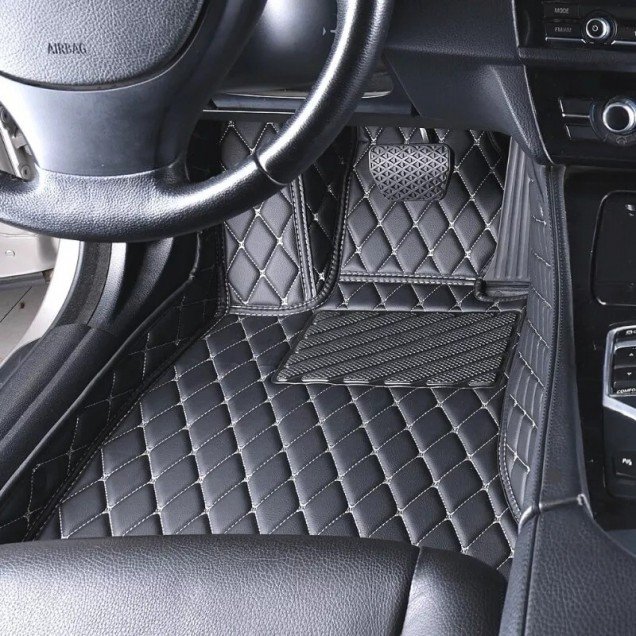 Cheapest Black and Beige Stitching Luxury Leather Diamond Car Floor Mats Cheapest Black and Beige Stitching Luxury Leather Diamond Car Floor Mats
