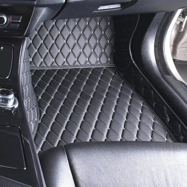 Cheapest Black and Beige Stitching Luxury Leather Diamond Car Floor Mats Cheapest Black and Beige Stitching Luxury Leather Diamond Car Floor Mats