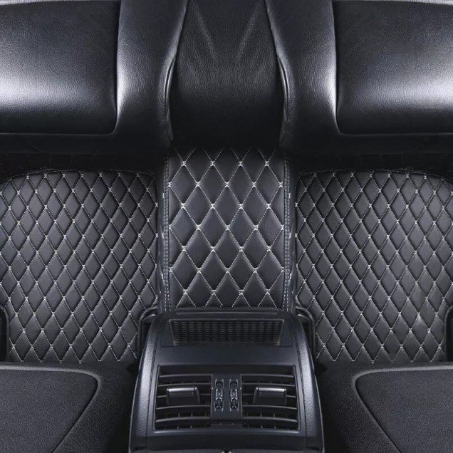 Cheapest Black and Beige Stitching Luxury Leather Diamond Car Floor Mats Cheapest Black and Beige Stitching Luxury Leather Diamond Car Floor Mats