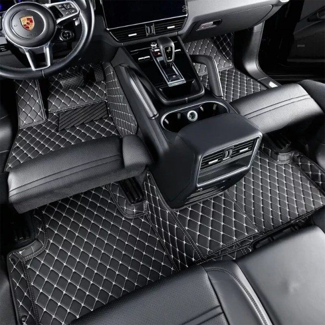 Cheapest Black and Beige Stitching Luxury Leather Diamond Car Floor Mats Cheapest Black and Beige Stitching Luxury Leather Diamond Car Floor Mats