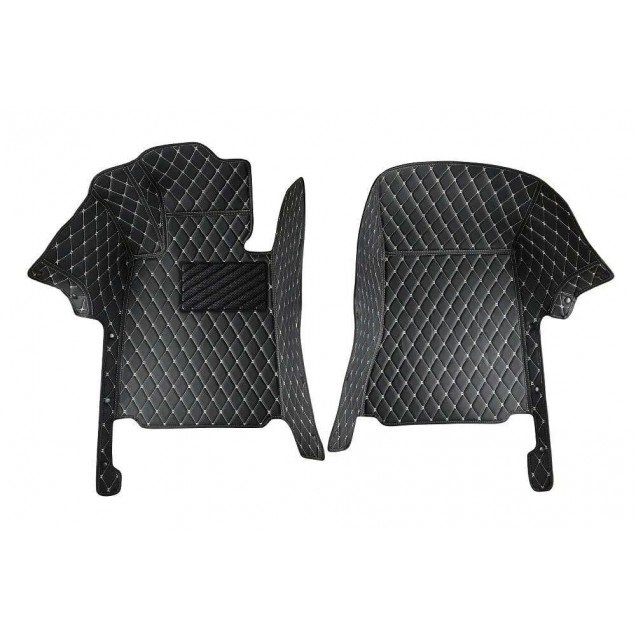 Cheapest Black and Beige Stitching Luxury Leather Diamond Car Floor Mats Cheapest Black and Beige Stitching Luxury Leather Diamond Car Floor Mats