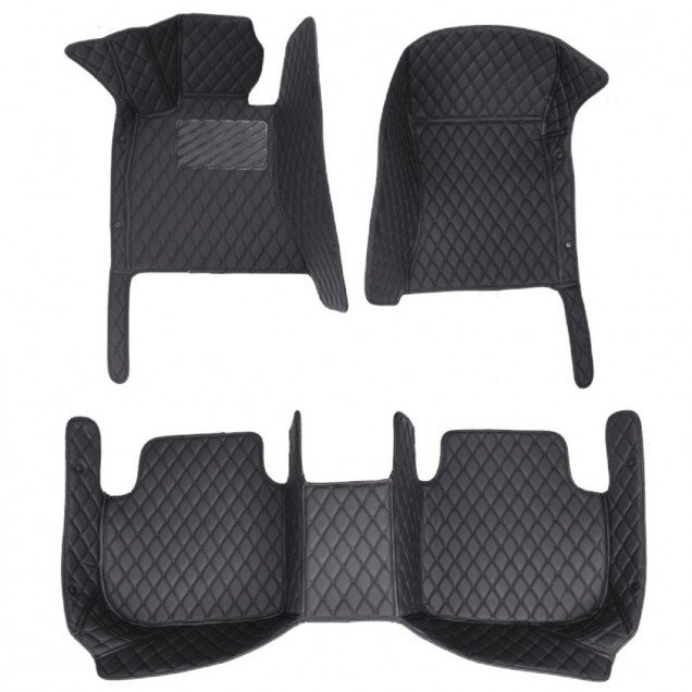 Cheapest Black and Black Stitching Luxury Leather Diamond Car Floor Mats Cheapest Black and Black Stitching Luxury Leather Diamond Car Floor Mats