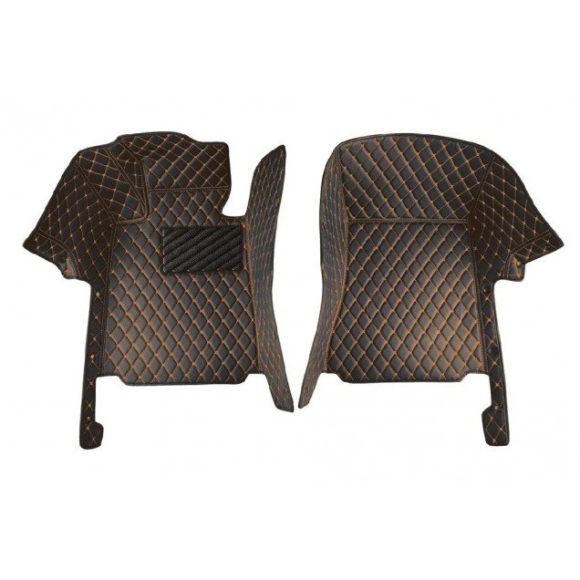 Cheapest Black and Orange Stitching Luxury Leather Diamond Car Floor Mats Cheapest Black and Orange Stitching Luxury Leather Diamond Car Floor Mats