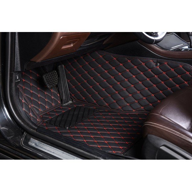 Cheapest Black and Red Stitching Luxury Leather Diamond Car Floor Mats Cheapest Black and Red Stitching Luxury Leather Diamond Car Floor Mats