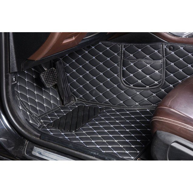 Cheapest Black and White Stitching Luxury Leather Diamond Car Floor Mats Cheapest Black and White Stitching Luxury Leather Diamond Car Floor Mats