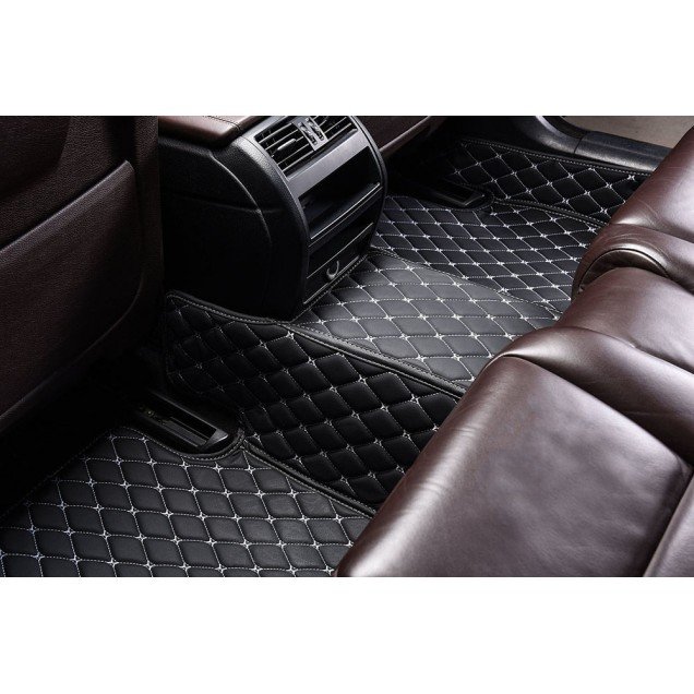 Cheapest Black and White Stitching Luxury Leather Diamond Car Floor Mats Cheapest Black and White Stitching Luxury Leather Diamond Car Floor Mats