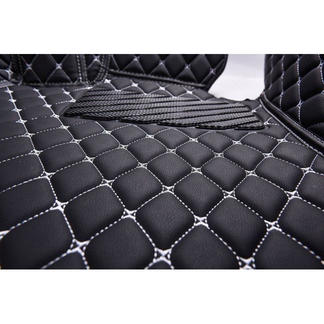 Cheapest Black and White Stitching Luxury Leather Diamond Car Floor Mats Cheapest Black and White Stitching Luxury Leather Diamond Car Floor Mats