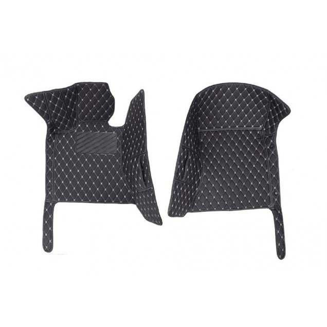 Cheapest Black and White Stitching Luxury Leather Diamond Car Floor Mats Cheapest Black and White Stitching Luxury Leather Diamond Car Floor Mats