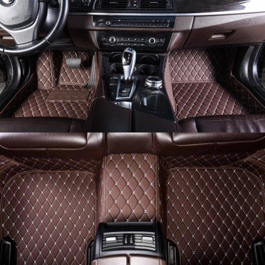 Cheapest Dark Brown Luxury Leather Diamond Car Floor Mats