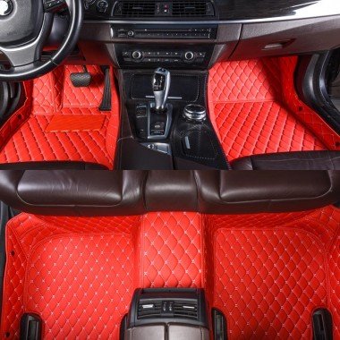Cheapest Red Luxury Leather Diamond Car Floor Mats
