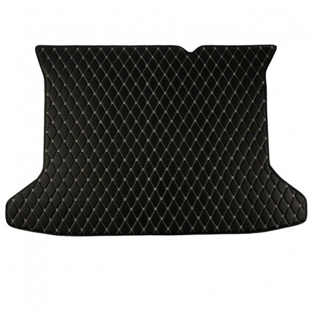 Cheapest Black and Beige Stitching Luxury Leather Diamond Trunk Base Mats Cheapest Black and Beige Stitching Luxury Leather Diamond Trunk Base Mats