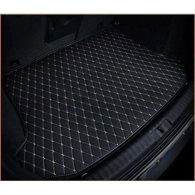 Cheapest Black and Beige Stitching Luxury Leather Diamond Trunk Base Mats Cheapest Black and Beige Stitching Luxury Leather Diamond Trunk Base Mats