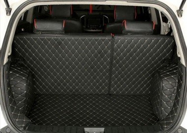 Cheapest Black and Beige Stitching Full Cover Luxury Leather Diamond Trunk Car Floor Mats