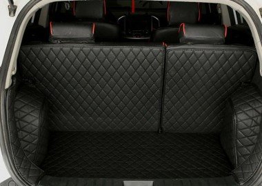 Cheapest Black and Black Stitching Full Cover Luxury Leather Diamond Trunk Car Floor Mats