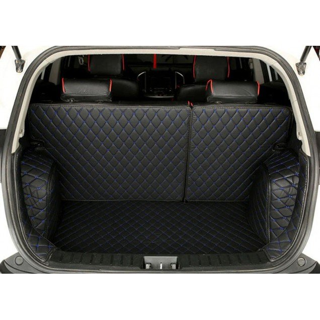 Cheapest Black and Blue Stitching Full Cover Luxury Leather Diamond Trunk Car Floor Mats Cheapest Black and Blue Stitching Full Cover Luxury Leather Diamond Trunk Car Floor Mats