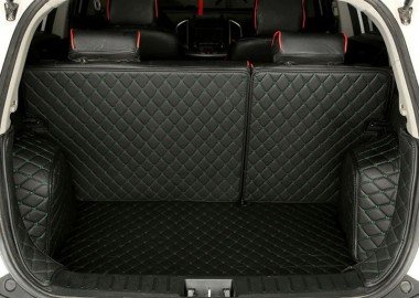 Cheapest Black and Green Stitching Full Cover Luxury Leather Diamond Trunk Car Floor Mats