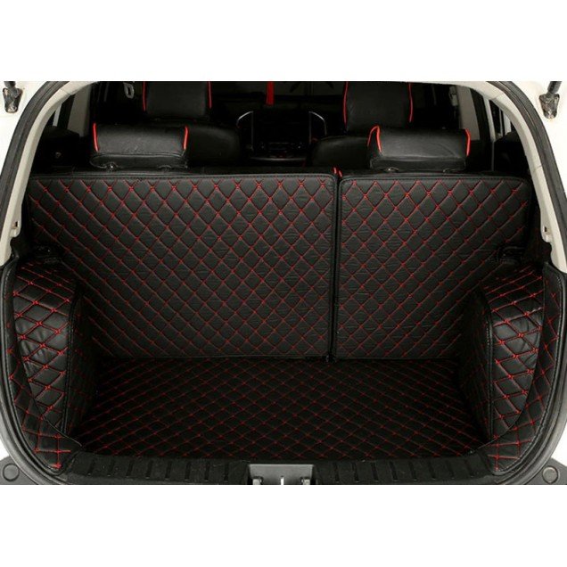 Cheapest Black and Red Stitching Full Cover Luxury Leather Diamond Trunk Car Floor Mats Cheapest Black and Red Stitching Full Cover Luxury Leather Diamond Trunk Car Floor Mats