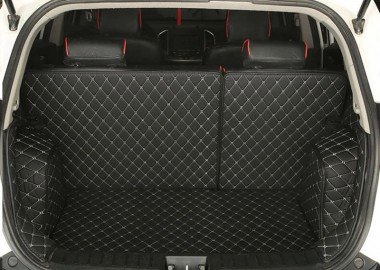 Cheapest Black and White Stitching Full Cover Luxury Leather Diamond Trunk Car Floor Mats