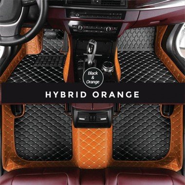 Cheapest Black and Orange Hybrid Mode Premium Diamond Car Floor Mats