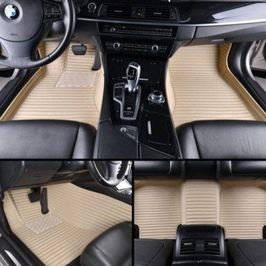 Cheapest Beige Luxury Leather Stripe Car Floor Mats
