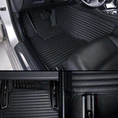 Cheapest Black Luxury Leather Stripe Car Floor Mats