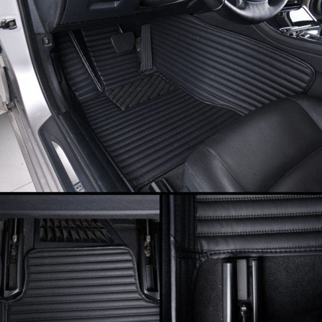 Cheapest Black Luxury Leather Stripe Car Floor Mats Cheapest Black Luxury Leather Stripe Car Floor Mats
