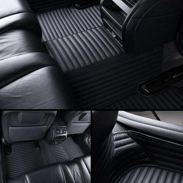Cheapest Black Luxury Leather Stripe Car Floor Mats Cheapest Black Luxury Leather Stripe Car Floor Mats