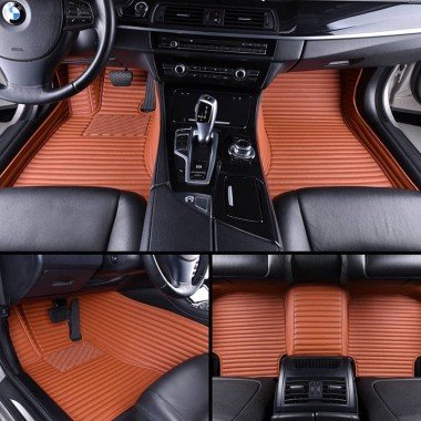 Cheapest Brown Luxury Leather Stripe Car Floor Mats