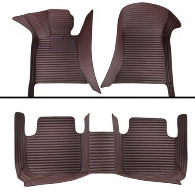 Cheapest Dark Brown Luxury Leather Stripe Car Floor Mats Cheapest Dark Brown Luxury Leather Stripe Car Floor Mats