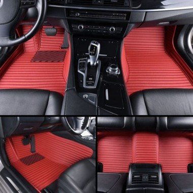 Cheapest Maroon Luxury Leather Stripe Car Floor Mats