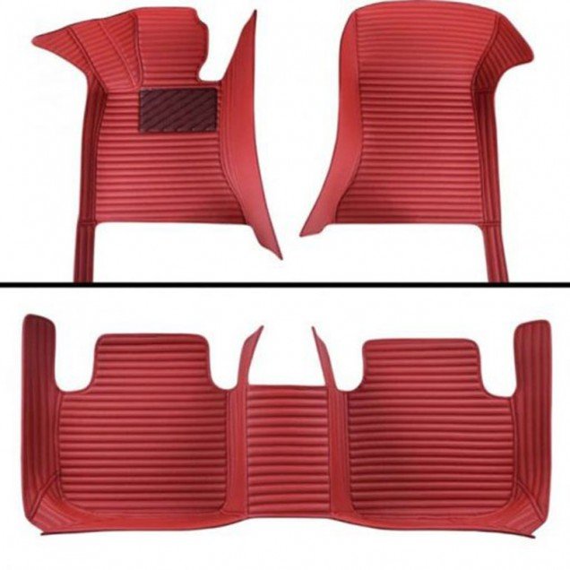 Cheapest Maroon Luxury Leather Stripe Car Floor Mats Cheapest Maroon Luxury Leather Stripe Car Floor Mats