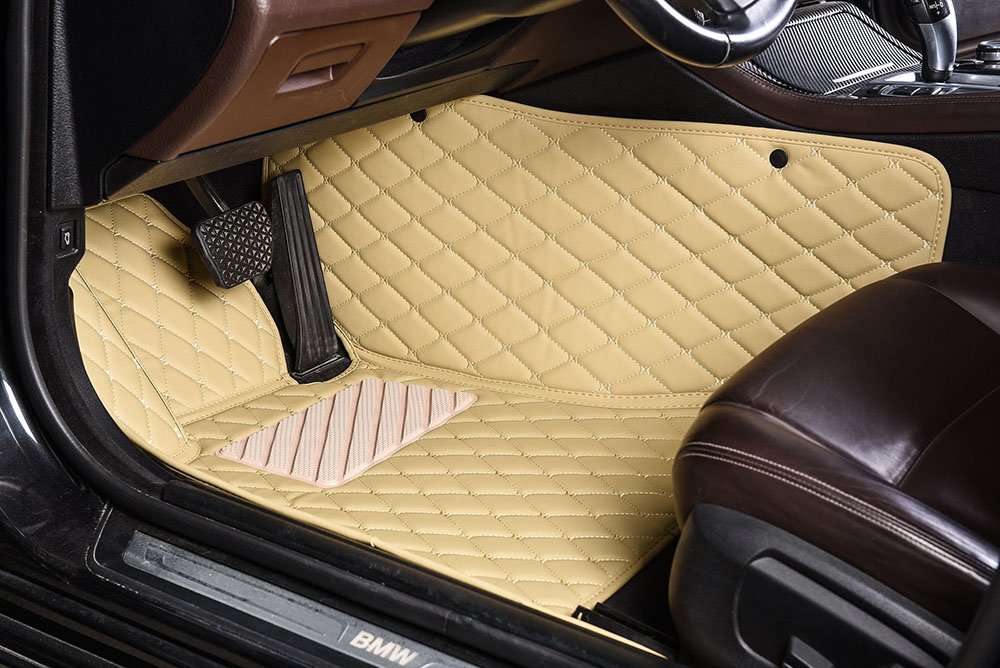 Cheapest Beige Luxury Leather Diamond Car Mats