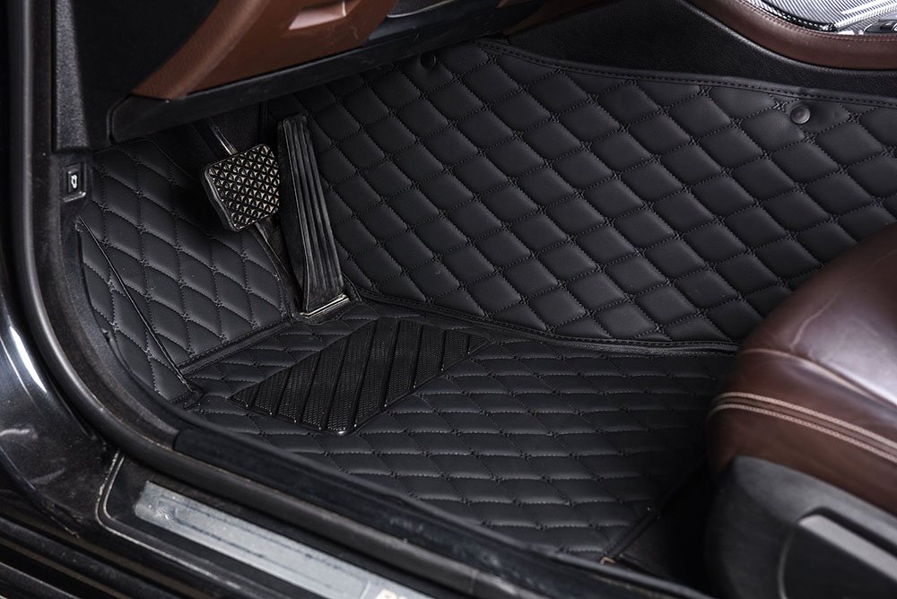 Cheapest Black and Black Stitching Custom Diamond Car Mats