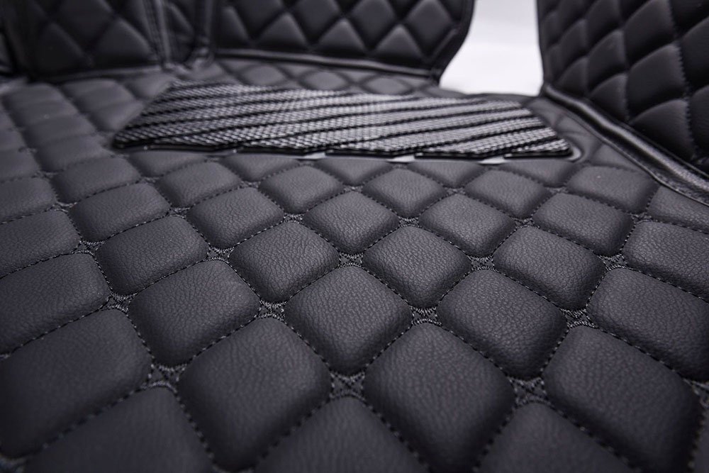 Cheapest Black and Black Stitching Luxury Leather Diamonds Car Floor Mats