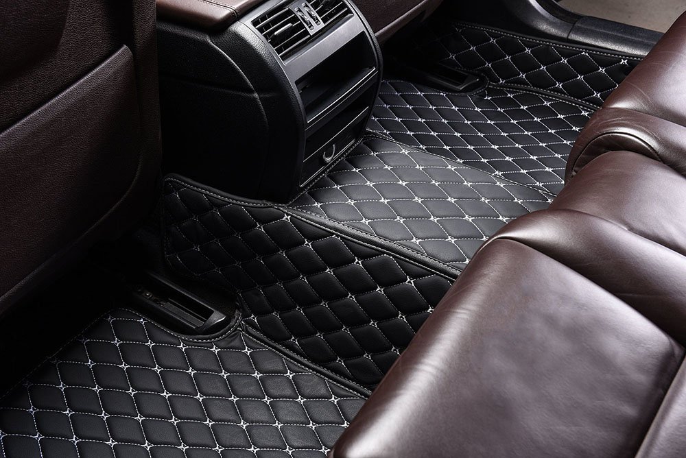 Cheapest Black and White Stitching Custom Diamond Car Mats