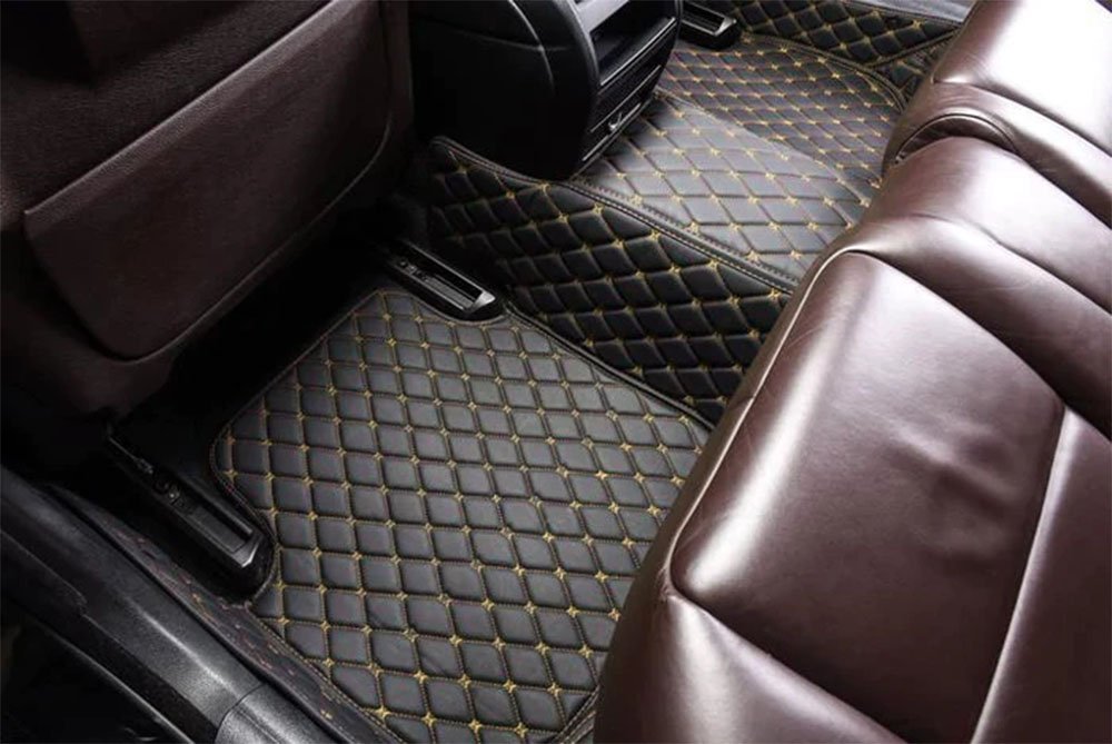 Cheapest Black and Yellow Stitching Custom Diamond Car Mats