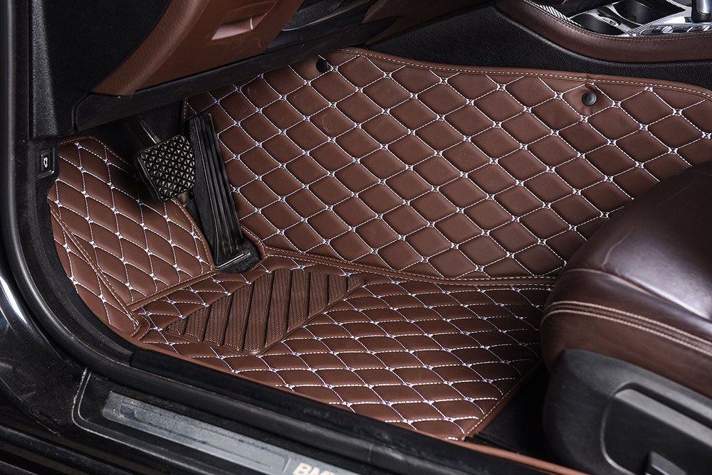 Cheapest Dark Brown Luxury Leather Diamond Car Mats