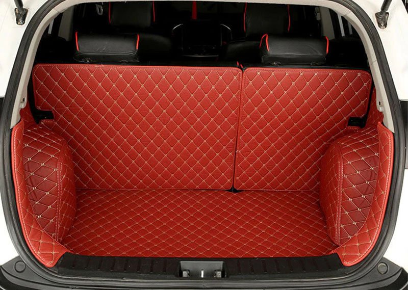 Cheapest Wine Red Full Cover Luxury Leather Diamond Trunk Car Mats