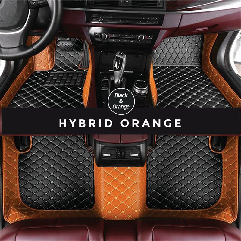 Black and Orange Hybrid Mode Premium Diamond Car Mats for Ford Kuga