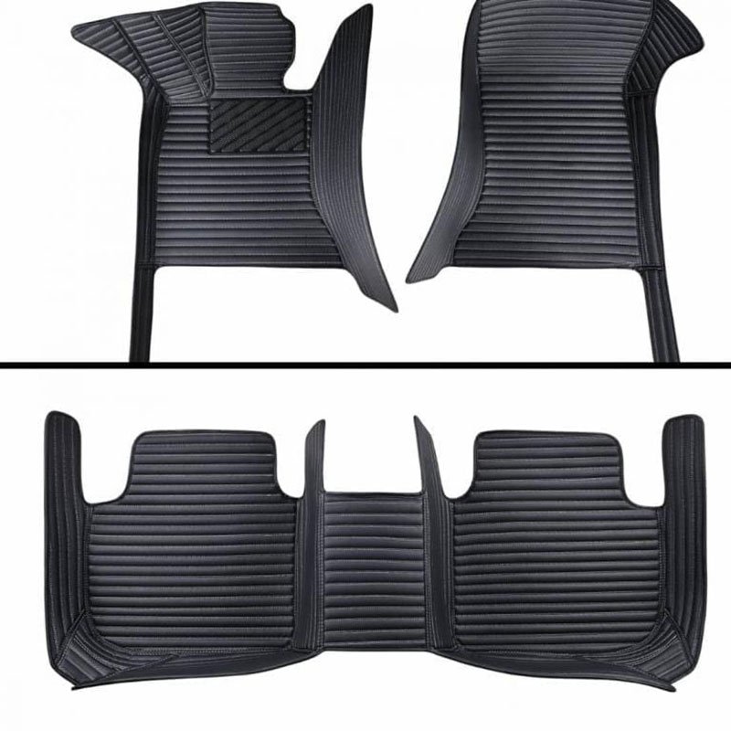 Cheapest Black Luxury Leather Stripe Car Mats