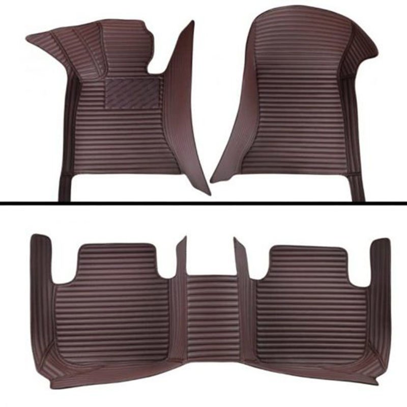 Cheapest Dark Brown Luxury Leather Stripe Car Mats